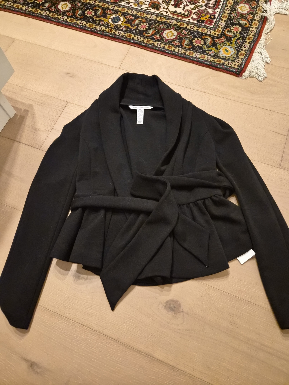 Diane Von Fursteberg Wool-Blend Black Wrap Jacket